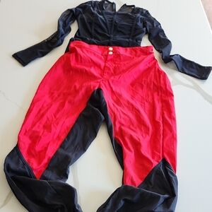 Weissman Red and Black Color-Blocked Jumpsuit